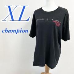 champion XL ブラック Tシャツ　カジュアルコーデ　プリント　メンズ