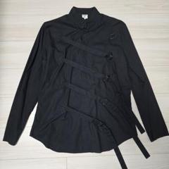 ジャンポールゴルチェ　コットンベルテッドマオカラーベルト付きシャツ　貝ボタン