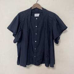 nunuforme ヌヌフォルム　ブラウス　シャツ　ギャザー　ネイビー