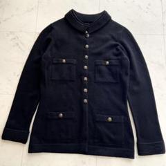 CHANEL カシミヤ100% ココマーク金ボタン スタンドカラーカーディガン