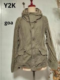 y2k❦goa ゴア　ミリタリージャケット　ビックフード　カーキー　ギミック y2k❦goa ゴアミリタリージャケットビックフードカーキーギミック