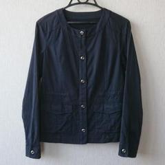 インデックス 2way ノーカラー ジャケット ブルゾン ネイビー