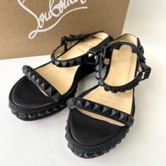 17SS ルブタンCataclou レザー&スタッズウェッジサンダル／60㎜