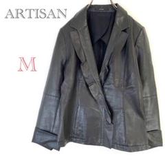 ARTISANアルチザン 黒 レザー テーラードジャケット 中古・古着通販】ARTISAN (アルチザン) レザージャケット