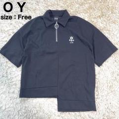 希少デザイン✨ OY オーワイ　刺繍ロゴ　ハーフジップTシャツ　変形デザイン