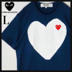 【人気モデル】プレイコムデギャルソン 刺繍ロゴ ビッグハート Tシャツ Lサイズ