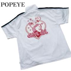 POPEYE&OLIVE　ジップアップ　半袖　©️入り　サイドテープロゴ　ポパイ