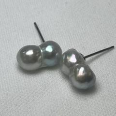 本真珠　パールピアス　あこや真珠　双子珠　7mm 〜 金属アレルギー