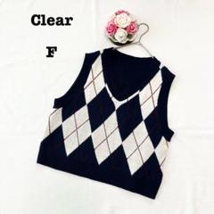 Clear クリア　レディース　ニットベスト　ノースリーブ　F ネイビー