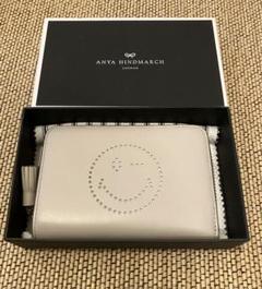アニヤハインドマーチ コンパクトウォレット 折り財布　スマイル グレー