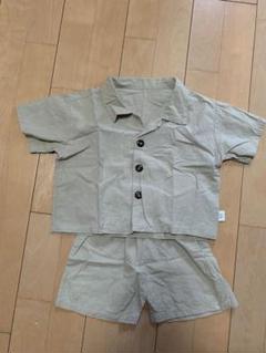 ベージュ 半袖シャツ パンツ　セットアップ 90
