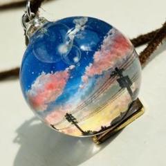 No.608 球体 ネックレス レジン 雲レジン レジンアート 宇宙玉