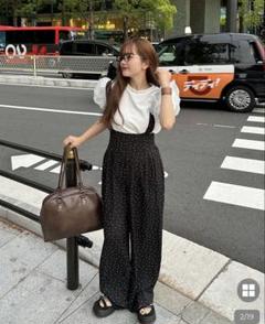 ドット柄サロペット フリーサイズ
