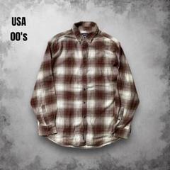 00s USA 長袖ネルシャツ オンブレチェック グランジ プリネル ストア系