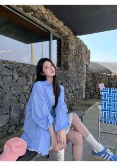 レディースロングトップス ゆったり春夏 背中ビッグプリント オシャレ可愛い