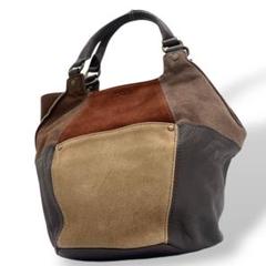 美品　ダコタ　ハンドバッグ　茶　パッチワーク　スエード　2way　レザー　s99