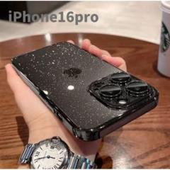 iPhone16 ケース カメラ保護 キラキラ クリア ブラック