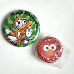 缶バッチ　ドナルド　エルモ　安全ピン　ディズニー　セサミストリート
