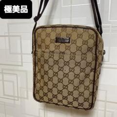 p30【美品】グッチ　GGキャンバス　レザー　革ロゴ　ショルダーバッグサコッシュ 502177-1_wm.jpg