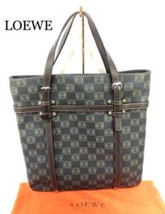 【希少】LOEWE ロエベ ハンドバッグ 総ロゴ ブランド お洒落 ブラウン