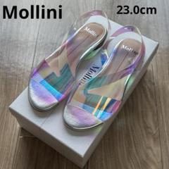高い素材 美品】アプライマリーコットン編み上げリボンレインボーサンダル23cm 靴