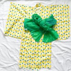 浴衣と帯セット　子供　キッズ　100cm 北欧柄　レモン
