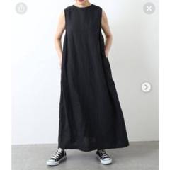 ジャーナルスタンダードラックス　リネンキャンバスノースリーブワンピース　黒