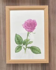 超美品！原画　最高級プラチナ箔を押したピンクと紫の薔薇　箔押し　アクリル画　絵画 超美品！原画最高級プラチナ箔を押したピンクと紫の薔薇箔押し