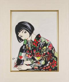 ライオン絵画 肉筆手描き 油彩　江口寿史「人物」サインF6サイズ　額装済み ライオン様專用絵画 肉筆手描き 油彩 江口寿史「人物」サインF6