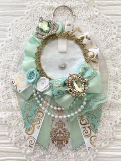 ୨୧1538 ハンドメイド 痛ロゼット♡ミント×ホワイト