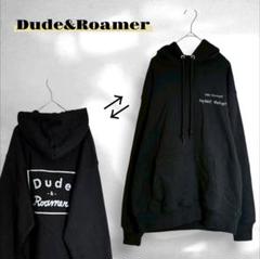 【デュード&ローマー】パーカー ゆるだぼ オーバーサイズ ロゴ 黒 ブラック S