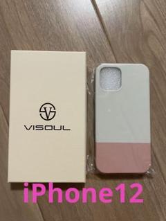 iPhone12 ケース 白 ピンク バイカラー 韓国風 6.1インチ