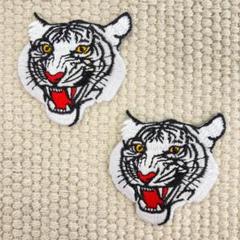 刺繡ワッペン　虎　ホワイトタイガー　顔　２枚セット
