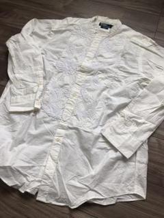 ラルフローレン ペイズリー刺繍バンドカラーシャツ　インド製　一点物
