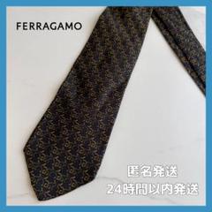 【美品】Salvatore Ferragamo 総柄 ネクタイ ブラック 人気