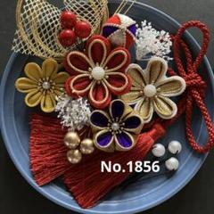 【No.1813 赤白うぐいす色】つまみ細工　髪飾り　成人式卒業式七五三結婚式 つまみ細工髪飾りset 赤×コーラルピンク 紅白 *七五三 *成人式