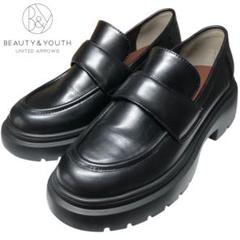 極美品 BEAUTY & YOUTH レザーライクローファー 晴雨兼用 厚底