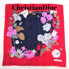 美品✨️】クリスチャンディオール 花柄 緑 スカーフ シルク