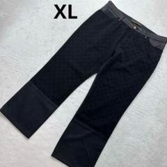 ルイヴィトン　大きいサイズ　レザー/モノグラム　切り替え薄手ブラックデニム　XL ルイヴィトン 大きいサイズ レザー/モノグラム 切り替え薄手
