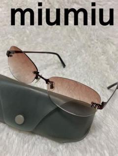 極美品miumiuミュウミュウmロゴラインストーンサングラス