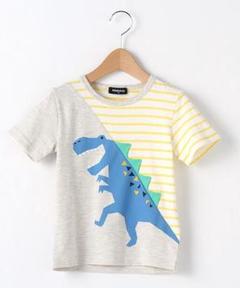 美品【120cm】クレードスコープ 恐竜切り替え Tシャツ 半袖 グレー