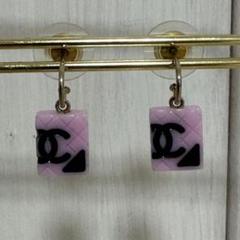 CHANEL シャネル ココマーク マトラッセ フープピアス ピンク