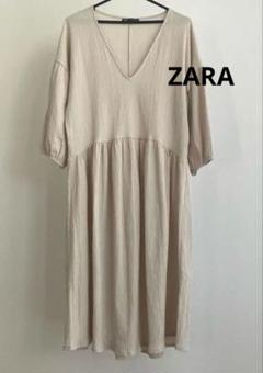 ZARA ワンピース　Aライン　ナチュラル　リゾート　チュニック　生成り