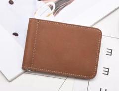 【新品】マネークリップ 本革 牛皮 キャッシュレス メンズ 二つ折り 薄い財布