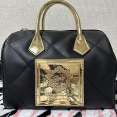 Radyブラック/ゴールド キルティング ハンドバッグ Radyメタリックキルティングボストンバッグ ゴールド×ブラック
