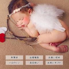 ニューボーンフォト ベビー 天使 リーフバンド