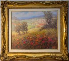 【真作】絵画　ロナルド・グレッグ　油彩8号　アルデシュの花　箱・黄袋入　W95 真作】絵画 ロナルド・グレッグ 油彩8号 アルデシュの花 箱・黄
