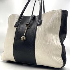 極美品】トッズ トートバッグ ターンロック パイソン レザー A4