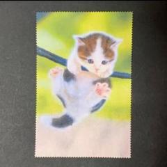 【大人気】子猫 ハチワレ メガネ拭き スマホクリーナー／がんばれ！のサムネイル