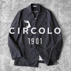 Circolo サージコットンジャージーダブルブレストジャケット 干場 NAVY Circolo サージコットンジャージーダブルブレストジャケット